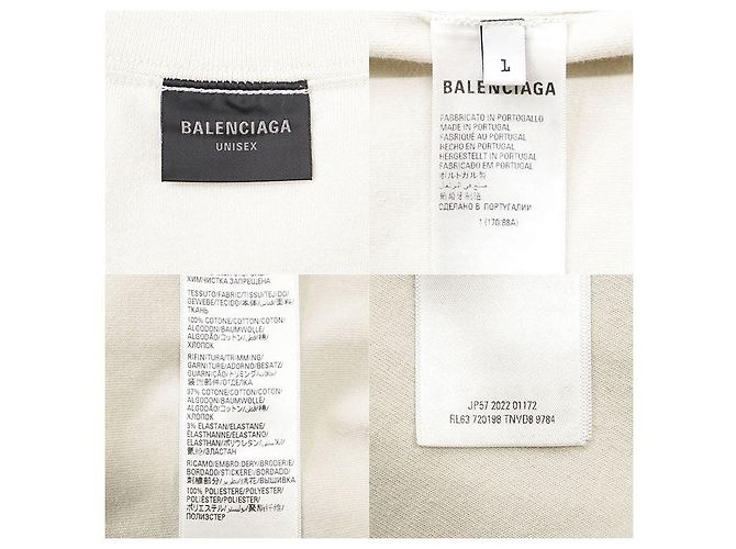 Camiseta de algodón con bordado Balenciaga Blanco Blanco roto - vista 7