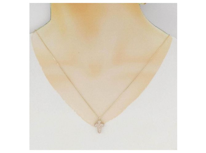 Autre Marque Colar de Cruz de Diamantes Au750 Rosa - vista 6