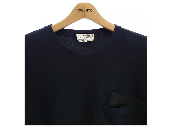 Hermès T-shirt in misto cashmere Blu Blu navy - vista 5