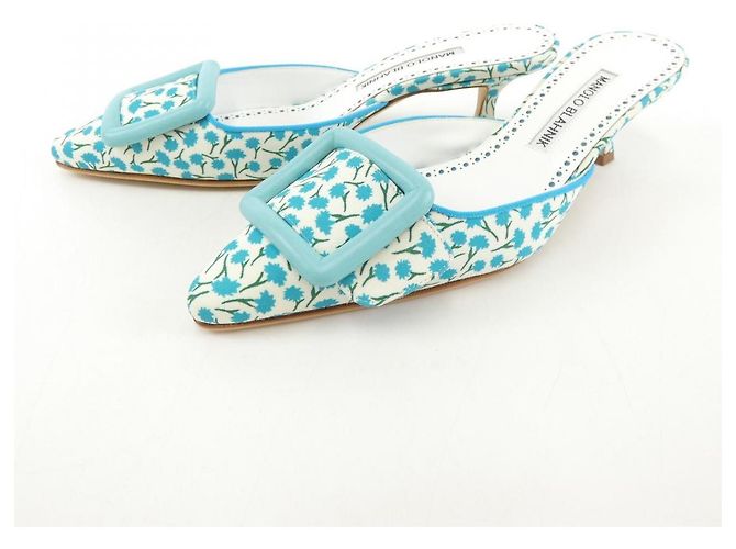 Sandali Manolo Blahnik MAYSALEBI Blu - vista 3