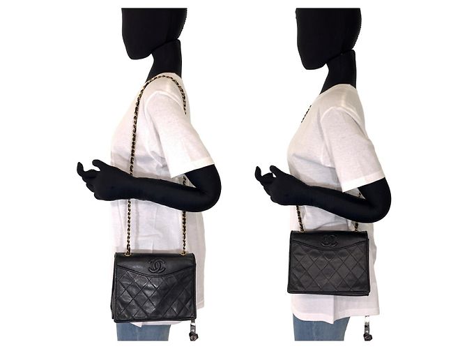 Chanel Matelassé Schultertasche aus Lammleder Schwarz - Ansicht 7