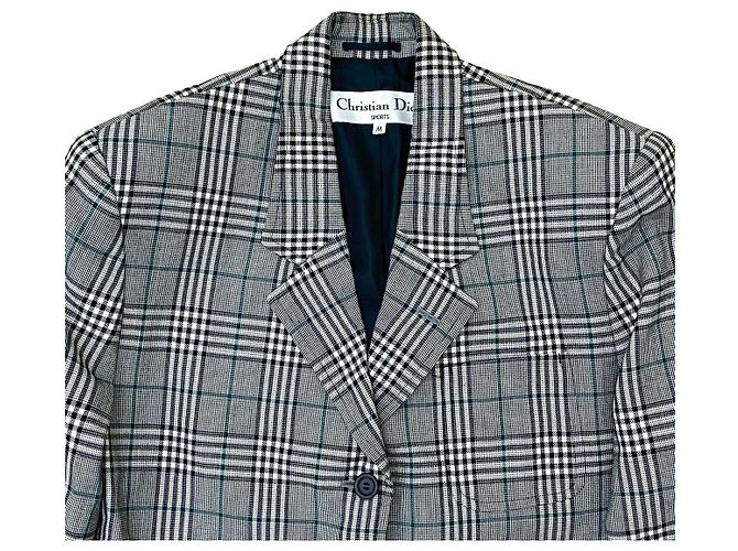 Autre Marque Christian Dior Wool Polyester Tailored Jacket Black White Green - view 3