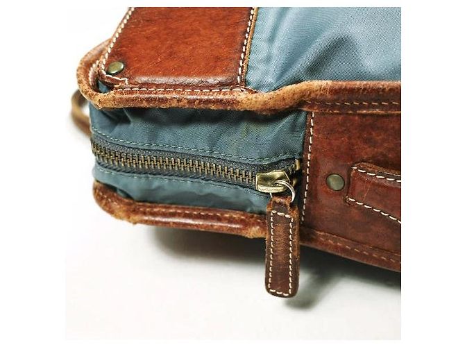 Autre Marque Borsetta Felisi 1845/DS in nylon e pelle Marrone Blu chiaro - vista 5