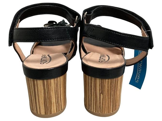 Autre Marque Sandali in pelle con motivo floreale Softwaves Nero - vista 3