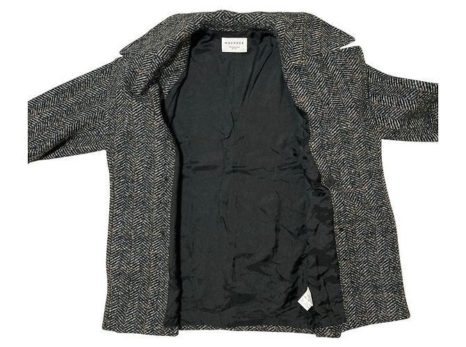 Autre Marque MACPHEE Abrigo cruzado de espiga Negro - vista 3