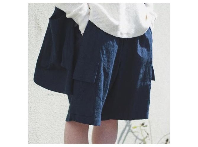 Autre Marque Neweye Garden S/S Shorts Pantaloncini in lino e cotone Blu Blu navy - vista 3