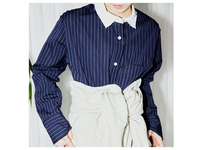 Autre Marque Chemise CITYSHOP en coton SUPIMA Bleu Bleu Marine - vue 3