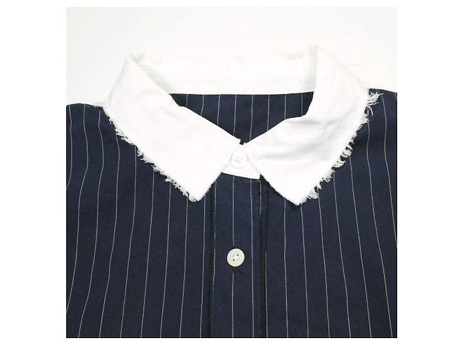 Autre Marque Chemise CITYSHOP en coton SUPIMA Bleu Bleu Marine - vue 4