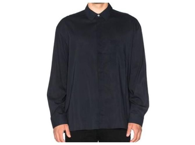 Acne Studios SILVIO TECH SHIRT Camisa de viscose Azul Azul marinho - vista 3
