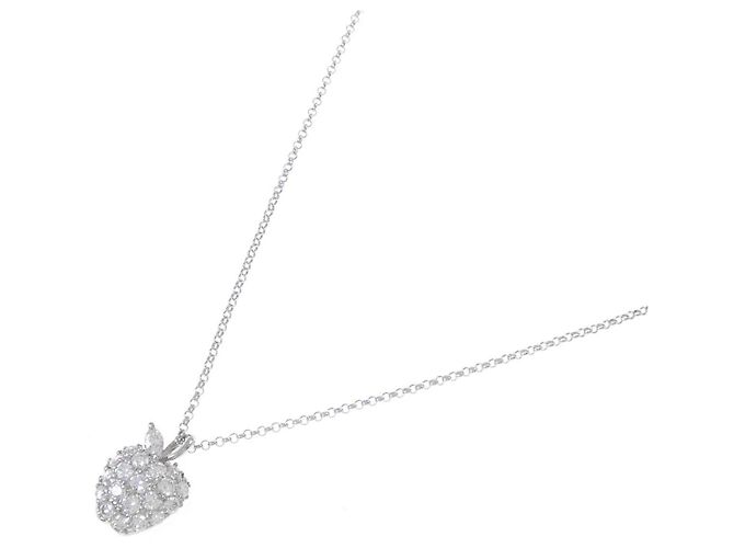 Autre Marque Platin-Diamant-Halskette Silber - Ansicht 2