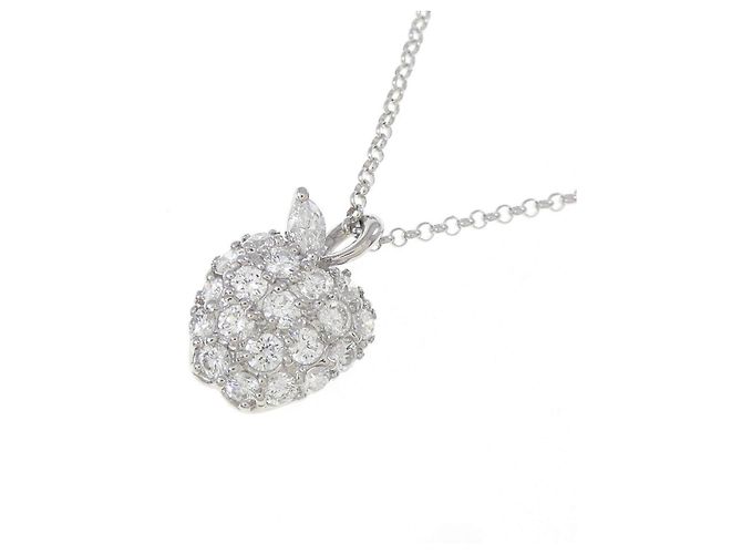 Autre Marque Platin-Diamant-Halskette Silber - Ansicht 3