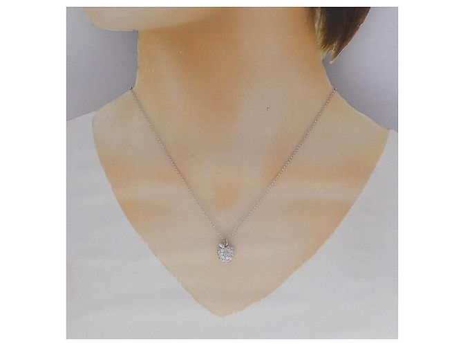 Autre Marque Platin-Diamant-Halskette Silber - Ansicht 6