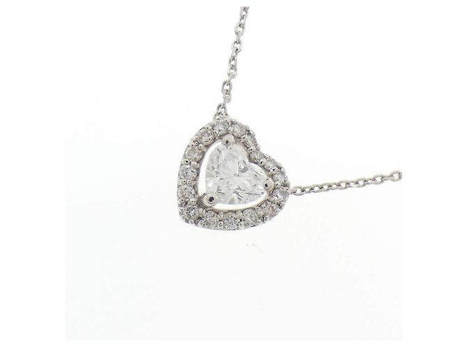Autre Marque Platin-Diamant-Herzkette Silber - Ansicht 3