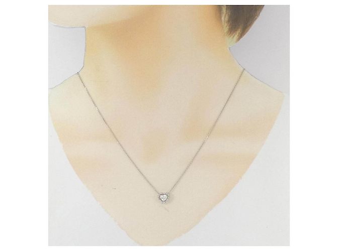 Autre Marque Platin-Diamant-Herzkette Silber - Ansicht 6