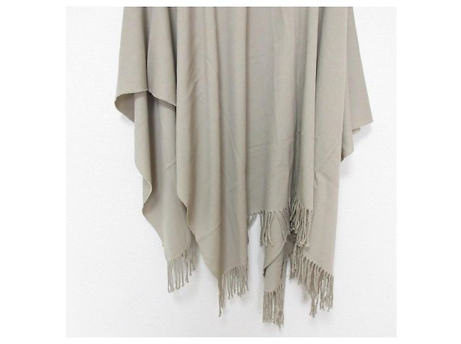 Autre Marque ASAUCE MELER Stola Sciarpa Grande con Frange Beige - vista 7