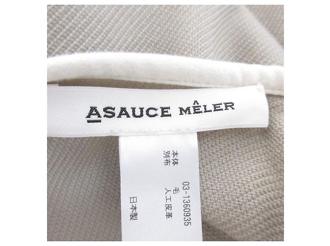 Autre Marque ASAUCE MELER Stola Sciarpa Grande con Frange Beige - vista 8
