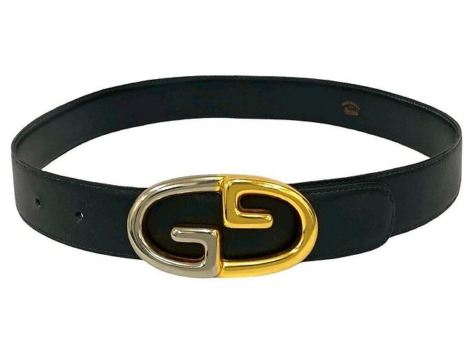 Cinto de couro Gucci Preto Dourado - vista 4