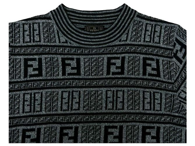 Fendi Wool Blend Sweater Brown Black - view 2
