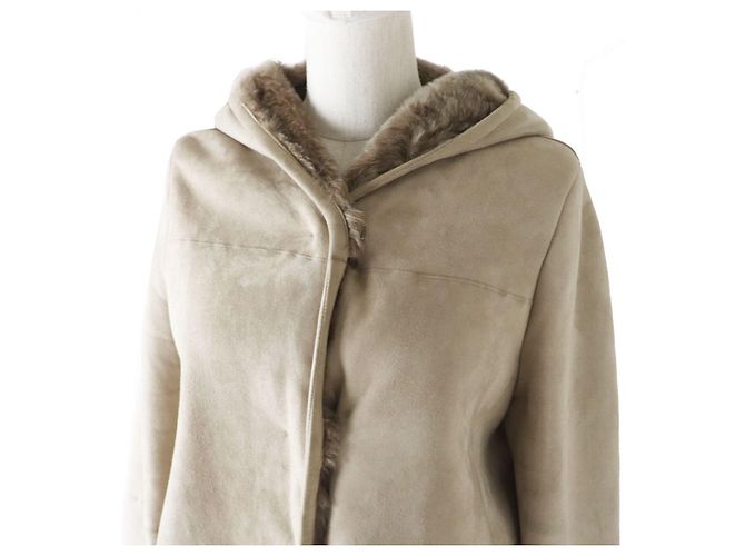 Abrigo de piel de oveja Max Mara S MaxMara Beige - vista 4