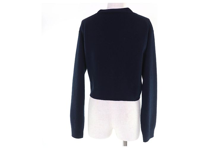 Miu Miu Cardigã de malha 100% Cashmere com patch de logo MIUMIU Azul Azul marinho - vista 3
