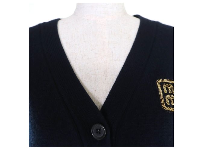 Miu Miu Cardigã de malha 100% Cashmere com patch de logo MIUMIU Azul Azul marinho - vista 4