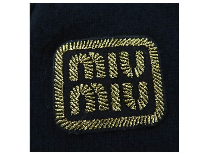 Miu Miu Cardigã de malha 100% Cashmere com patch de logo MIUMIU Azul Azul marinho - vista 5