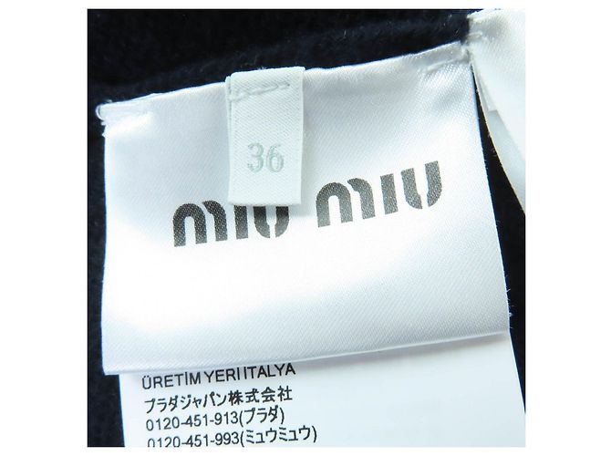 Miu Miu Cardigã de malha 100% Cashmere com patch de logo MIUMIU Azul Azul marinho - vista 7