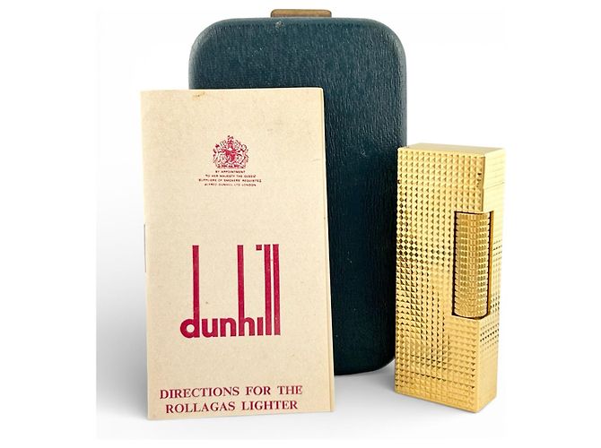 Alfred Dunhill Isqueiro Roller Dunhill com padrão de diamante quadrado Dourado - vista 2