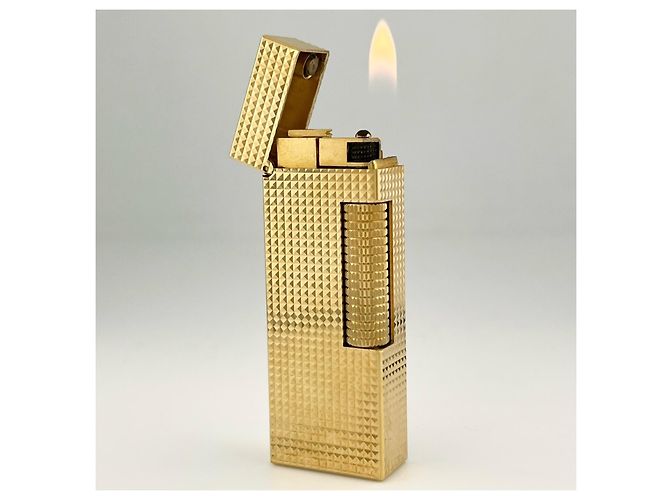Alfred Dunhill Isqueiro Roller Dunhill com padrão de diamante quadrado Dourado - vista 5