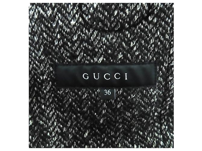 Abrigo Duffel Gucci de lana y algodón Negro Blanco - vista 8