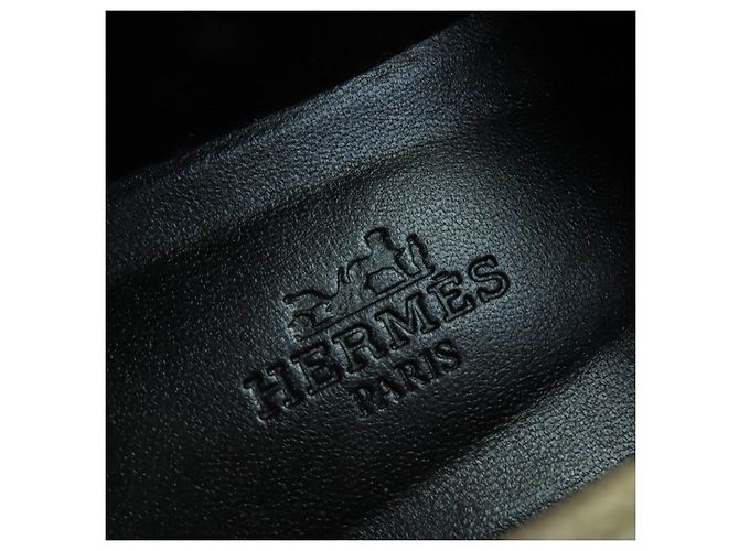 Mocassini in camoscio Hermès Faubourg H logo Metal Beige - vista 10