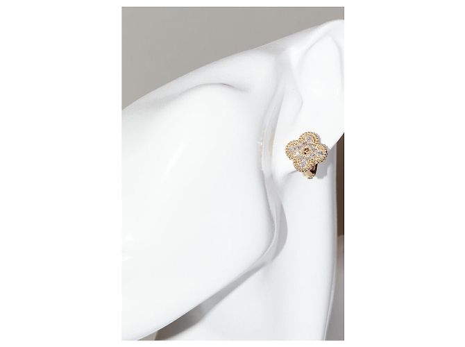 Orecchini Van Cleef & Arpels Vintage Alhambra Au750 Diamanti D'oro - vista 2