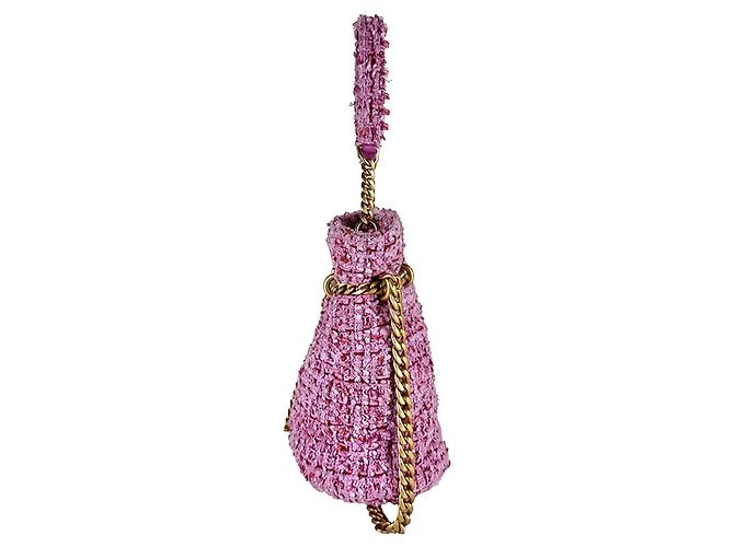 Borsa a tracolla Chanel in tweed rosa - vista 2