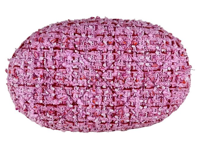 Borsa a tracolla Chanel in tweed rosa - vista 4