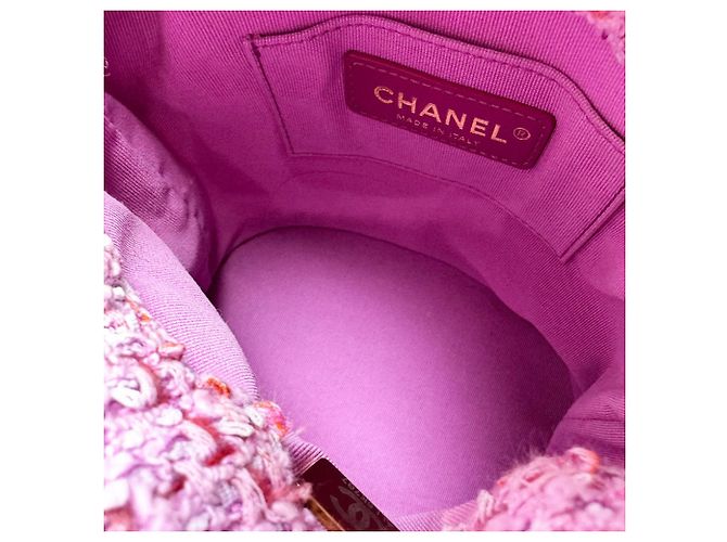 Borsa a tracolla Chanel in tweed rosa - vista 5