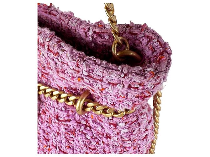 Borsa a tracolla Chanel in tweed rosa - vista 6