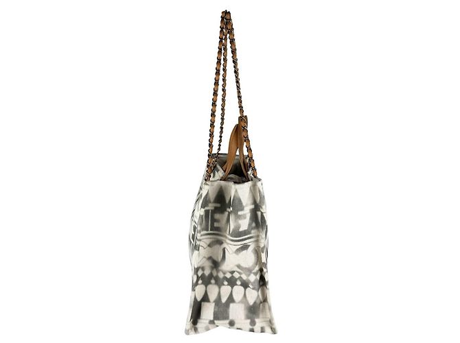 Borsa Chanel in tela e pelle Marrone Crudo - vista 2