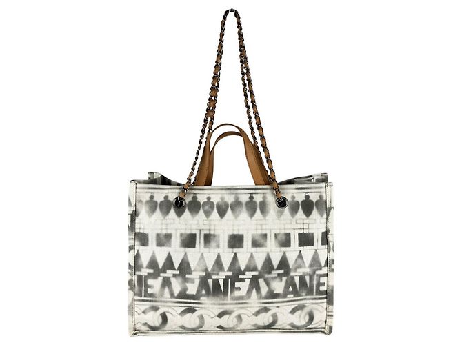 Borsa Chanel in tela e pelle Marrone Crudo - vista 3