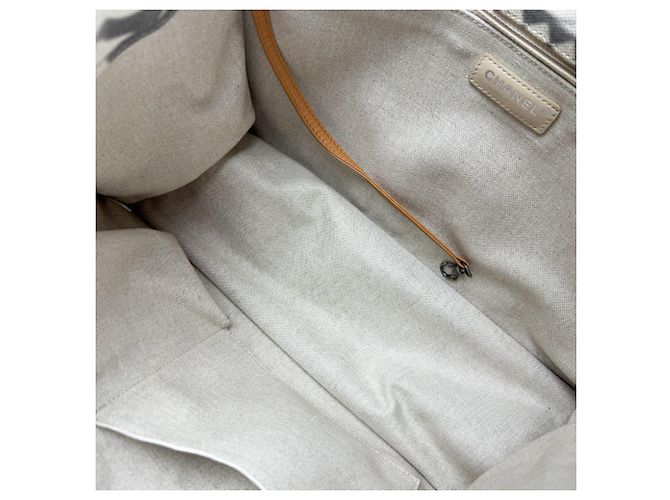 Borsa Chanel in tela e pelle Marrone Crudo - vista 5