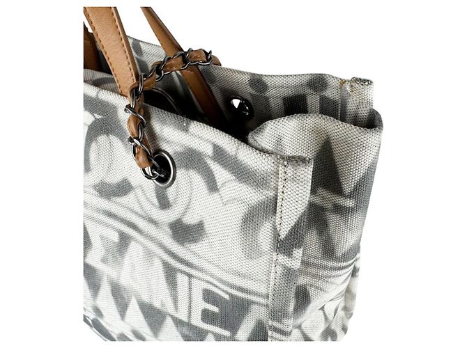 Borsa Chanel in tela e pelle Marrone Crudo - vista 6