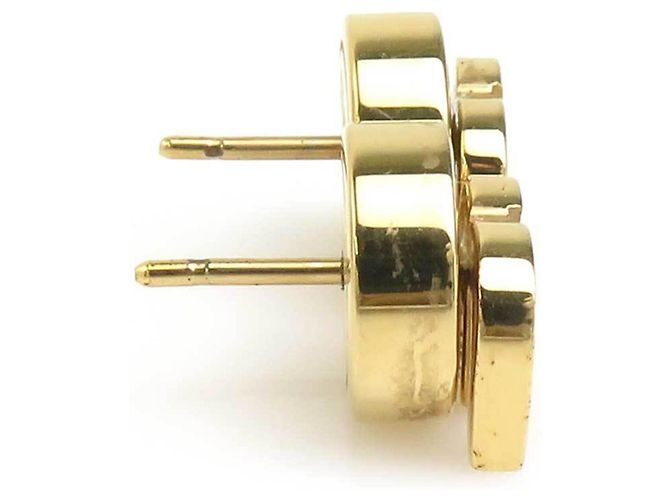 Pendientes de botón Miu Miu dorado y blanco - vista 3