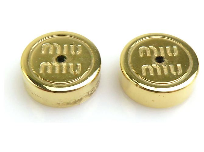Pendientes de botón Miu Miu dorado y blanco - vista 9