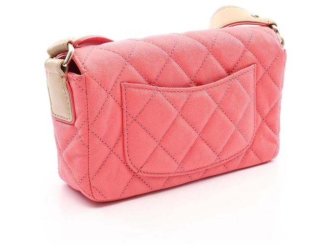 Bolsa de Ombro Chanel Matelassé Rosa Bege - vista 2