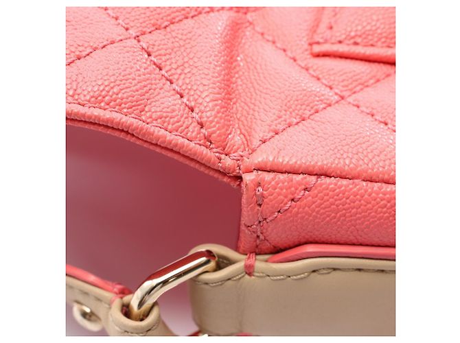 Bolsa de Ombro Chanel Matelassé Rosa Bege - vista 8