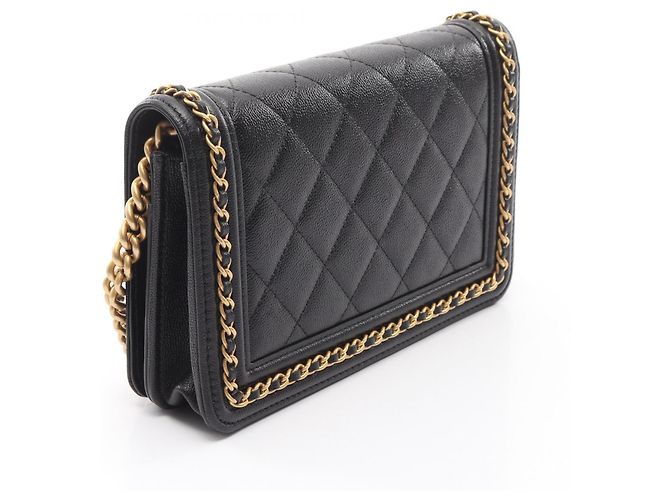 Borsa a tracolla Chanel Boy Matelassé Nero - vista 2