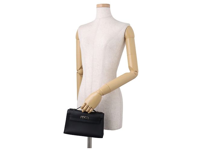 Hermès Borsa a mano Pochette Kelly Hermes in pelle Swift nera Nero - vista 4
