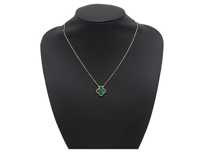 Van Cleef & Arpels Alhambra Halskette mit Malachit-Anhänger Golden - Ansicht 3