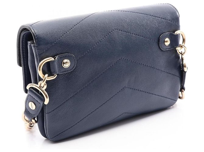 Borsa a spalla Chanel Chevron V-Stitch Nero Blu navy - vista 2