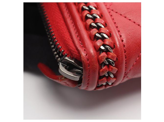 Portafoglio lungo rotondo Chanel Boy con hardware argento antico Rosso - vista 10