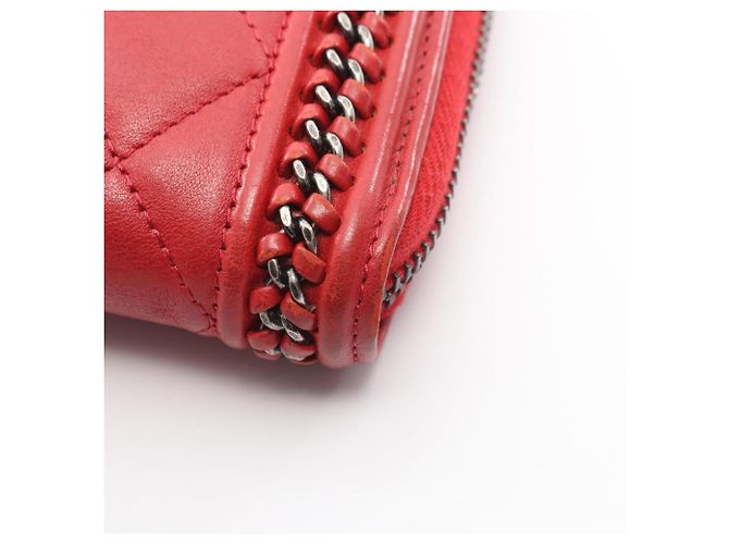 Portafoglio lungo rotondo Chanel Boy con hardware argento antico Rosso - vista 11